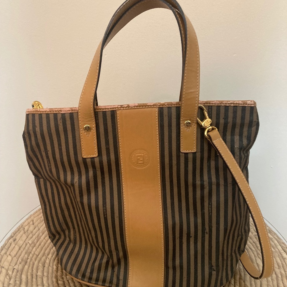 Authentic Vintage Fendi Singature Stripe Satchel